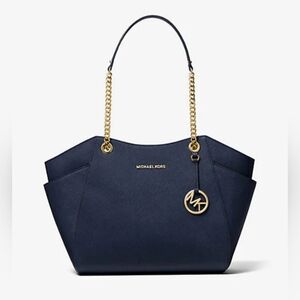 Michael Kors Jet Set Large Saffiano Leather Shoulder Bag‎ Navy Blue